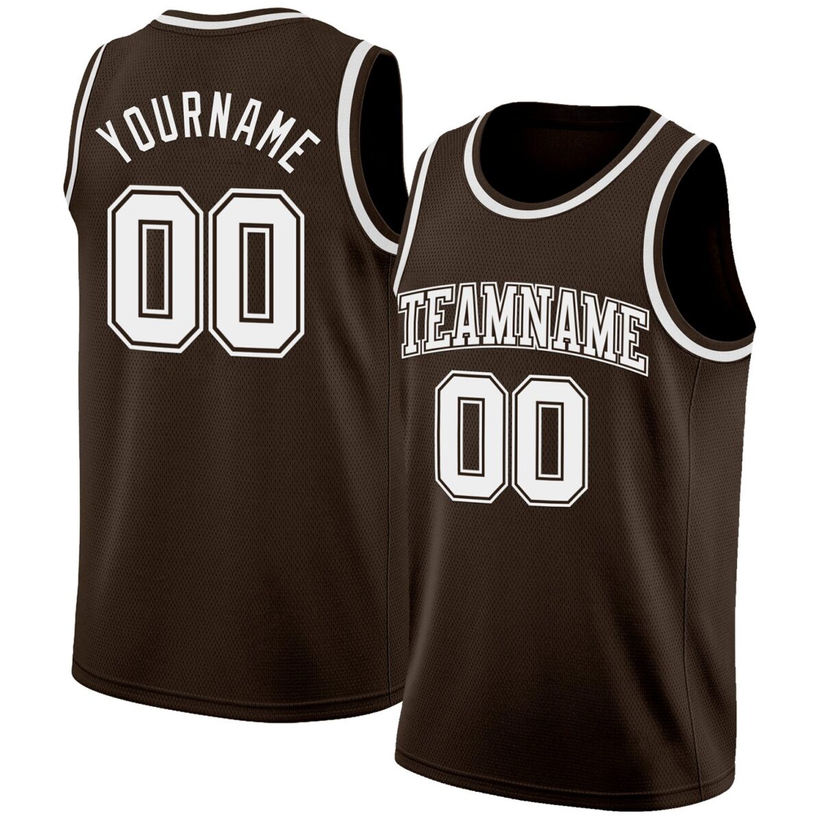 Custom Brown White Authentic Basketball Jersey