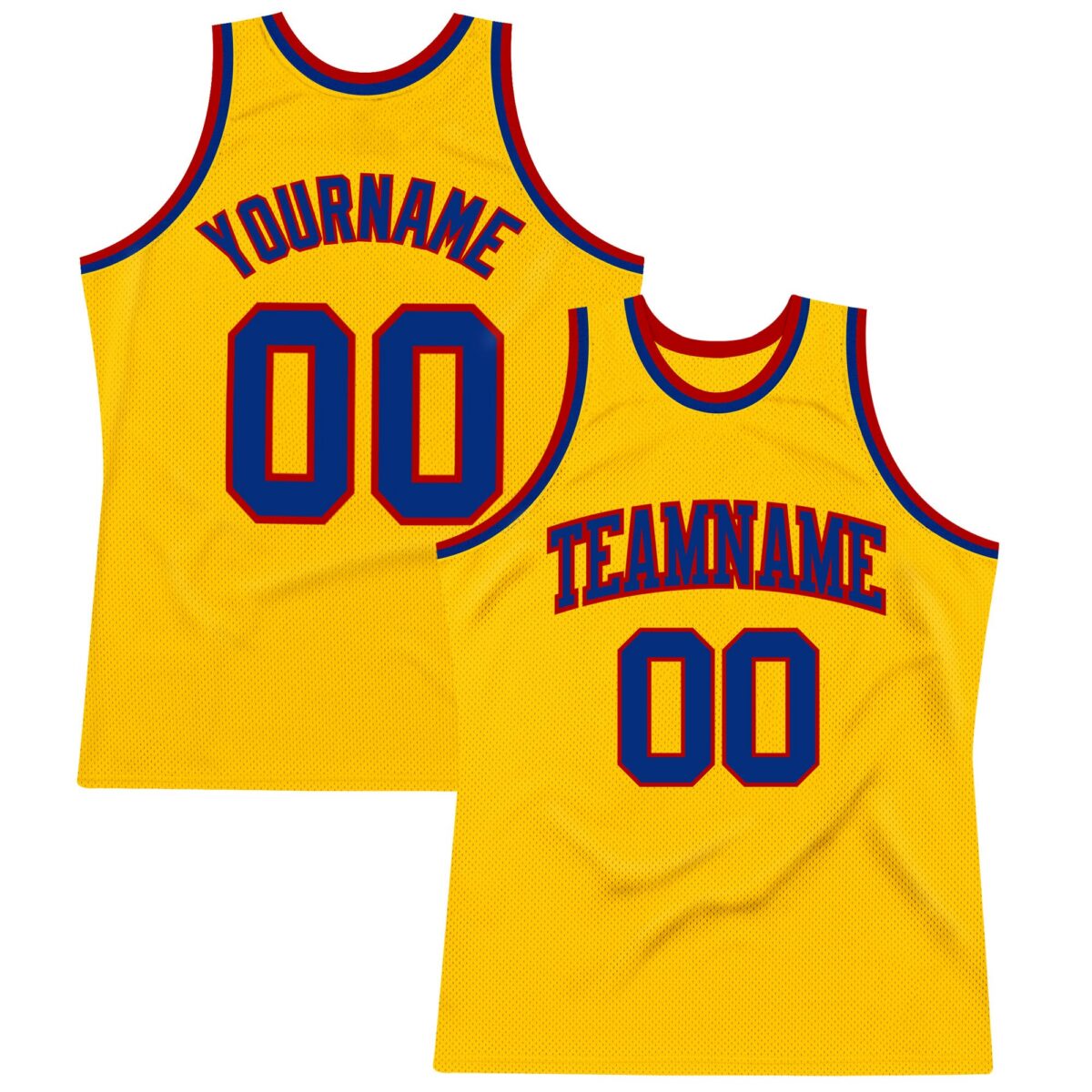 Custom Gold Royal-Red Authentic Throwback Basketball Jersey